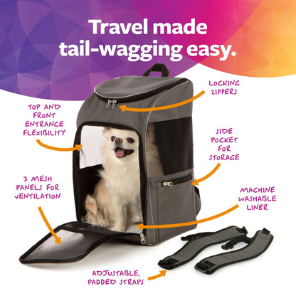2-in-1 Pet Travel Backpack – Grey