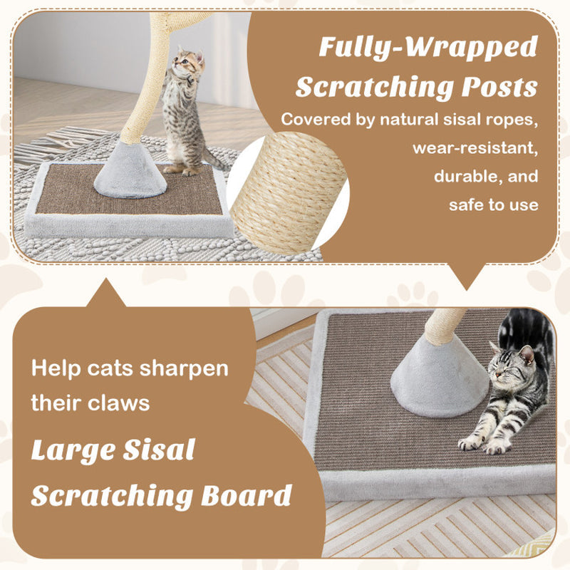 70” Metal Cat Tree Tower with Plush Perches