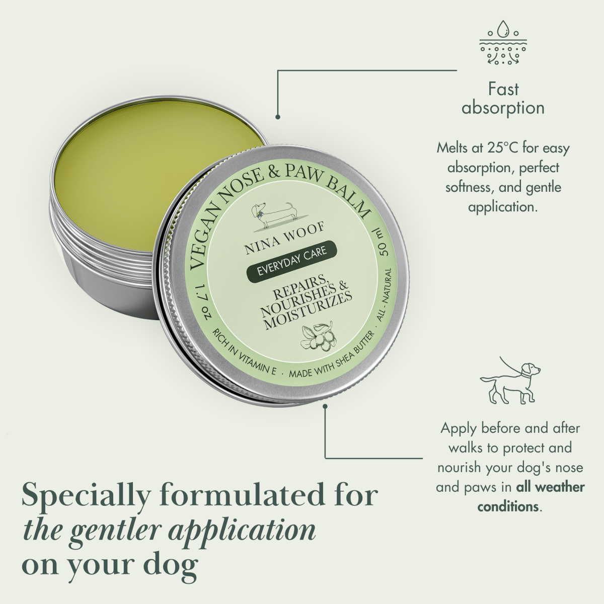 Nina Woof Dog Vegan Nose and Paw Balm