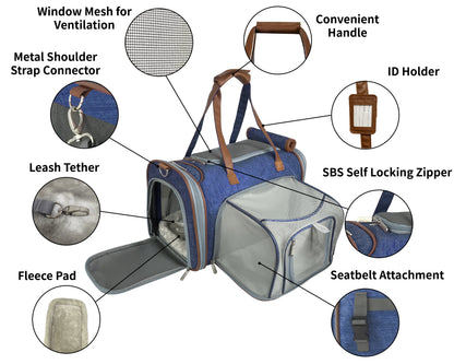 Mr. Peanut’s Gold Series Mini Expandable Pet Carrier – FAA Airline-Friendly Travel Carrier