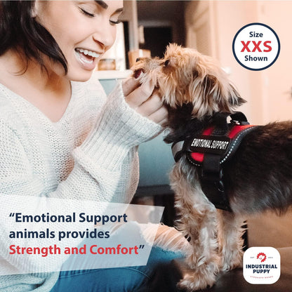 Emotional Support Dog Vest – XXS Bright Red Reflective Harness with Removable Patches