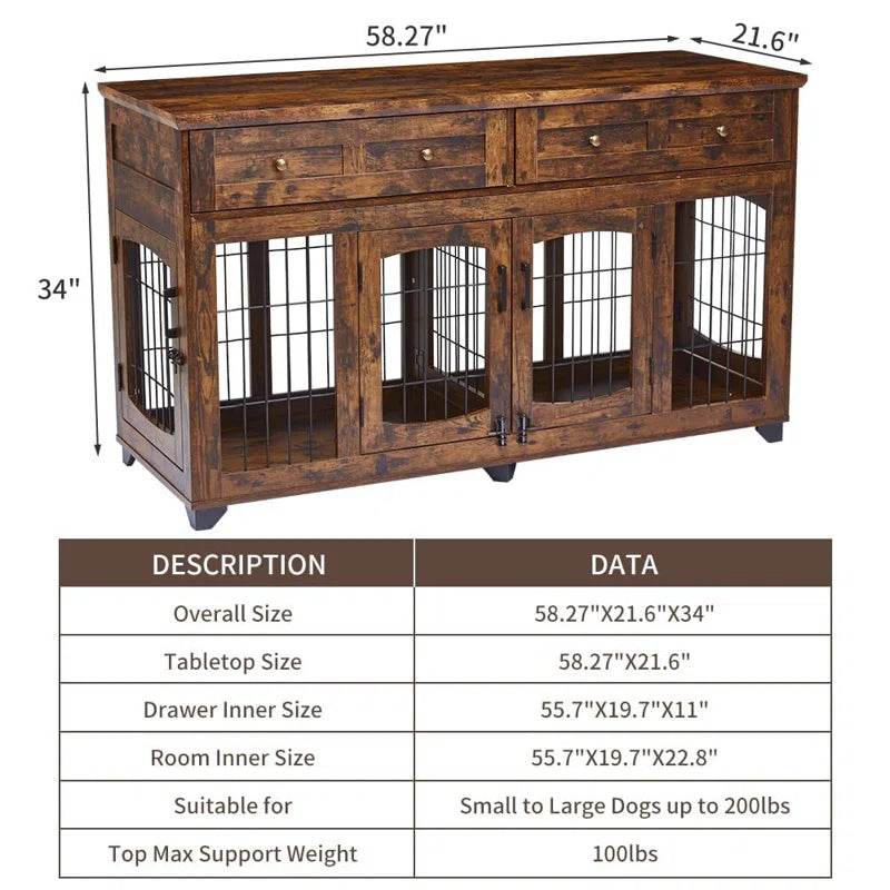 Modern Console Dog Crate with Storage