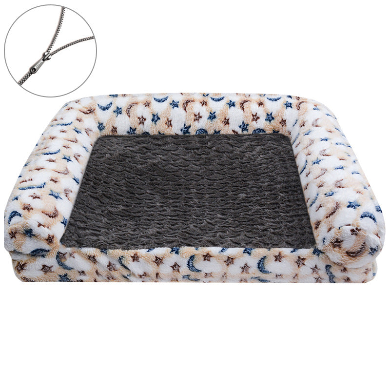 Cartoon Paw Print Pet Sofa Bed – Removable & Washable Dog and Cat Bed