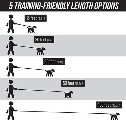 Leash Boss Long Dog Training Leash – 50 Ft Orange Nylon Recall Lead with Storage Strap