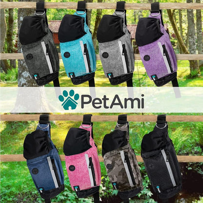 Dog Walking Fanny Pack – Treat Pouch with Poop Bag Dispenser, Water Bottle Holder, and Collapsible Bowl