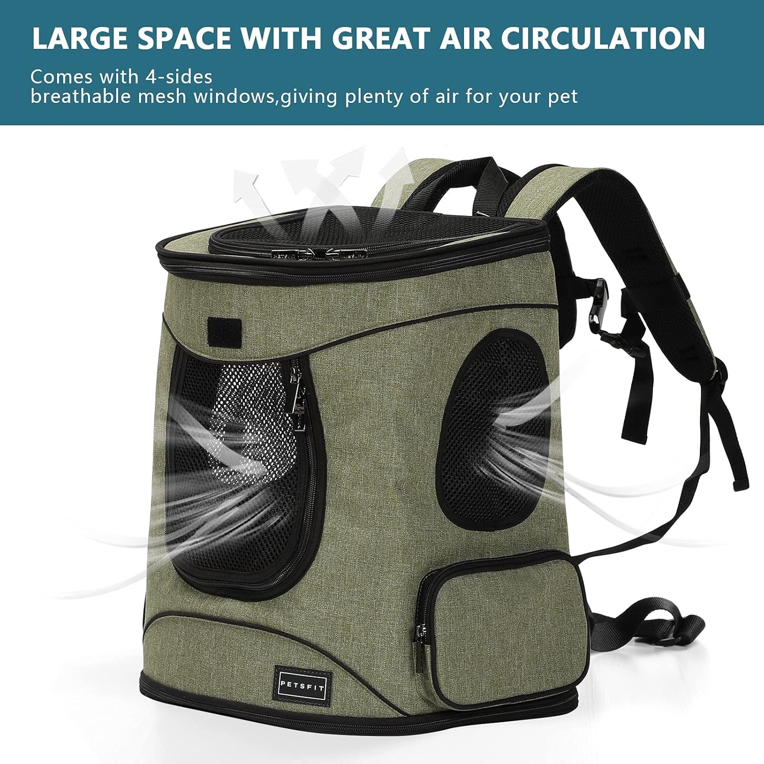 Petsfit Pet Backpack Carrier – Upgraded Waist Support Travel Backpack for Small Dogs, Cats, and Rabbits