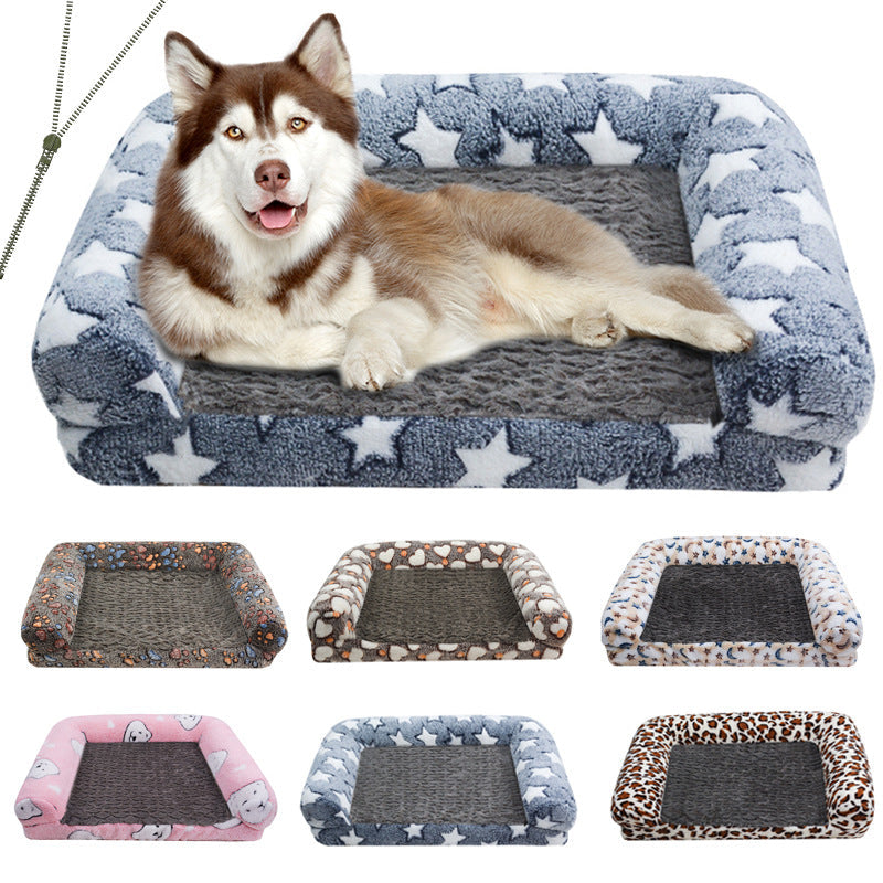 Cartoon Paw Print Pet Sofa Bed – Removable & Washable Dog and Cat Bed