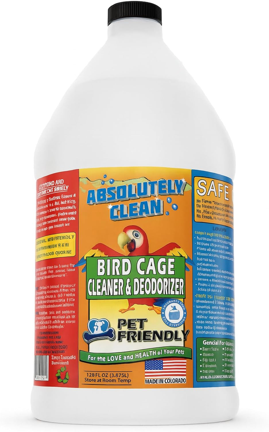 Bird Cage Cleaner & Deodorizer – Fragrance-Free Enzyme Spray, 128 oz Gallon