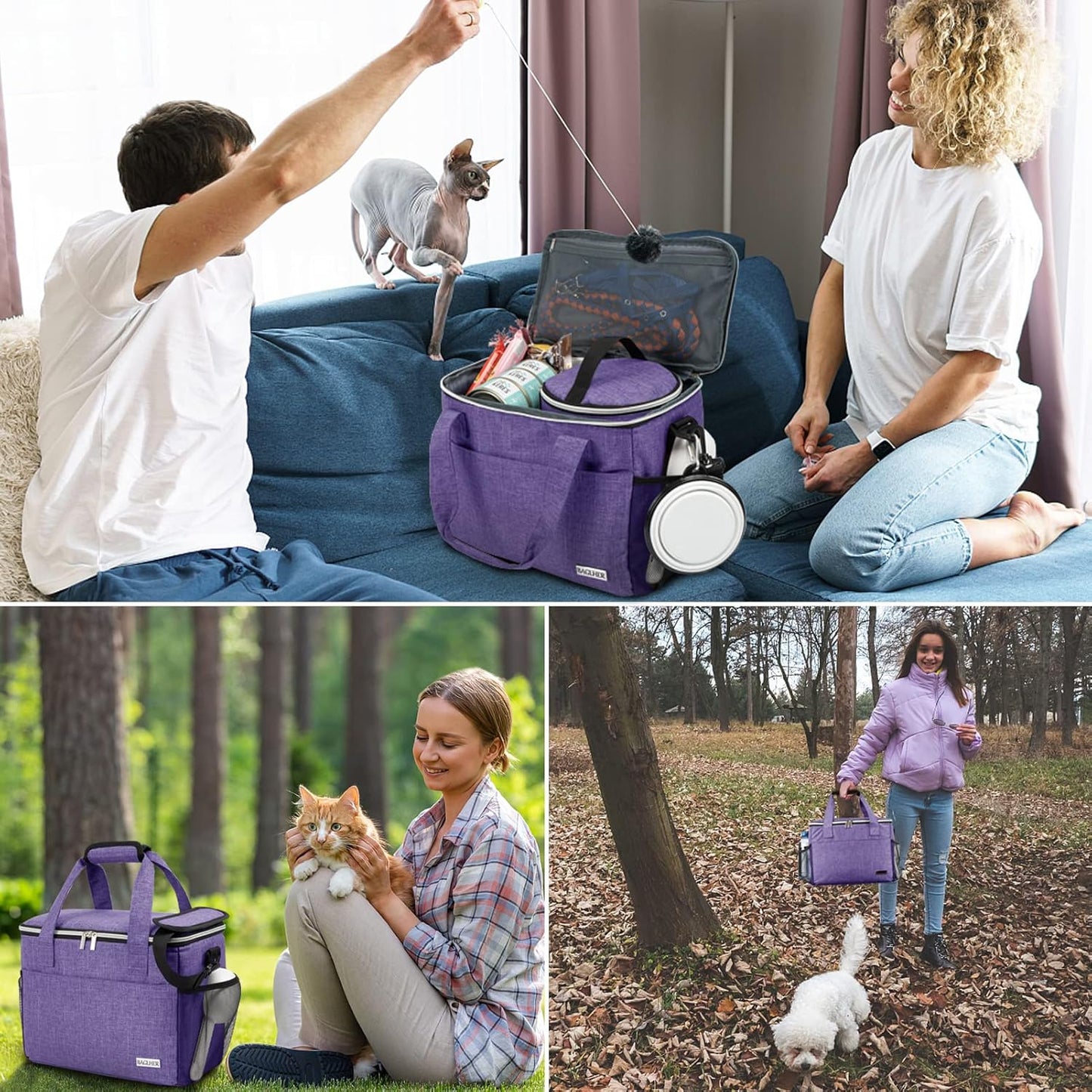 Pet Travel Backpack Bag Set – 5-Piece Pet Travel Organizer with Food Containers, Bowls & Shoulder Strap