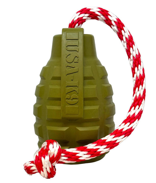 SodaPup Grenade Dog Toy – Chew, Treat Dispenser & Tug Toy