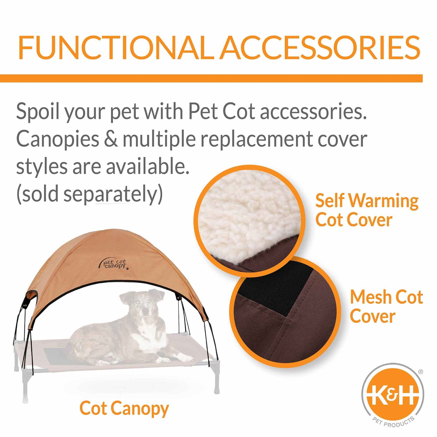 K&H Original Bolster Elevated Pet Cot – Indoor/Outdoor Cooling Pet Bed