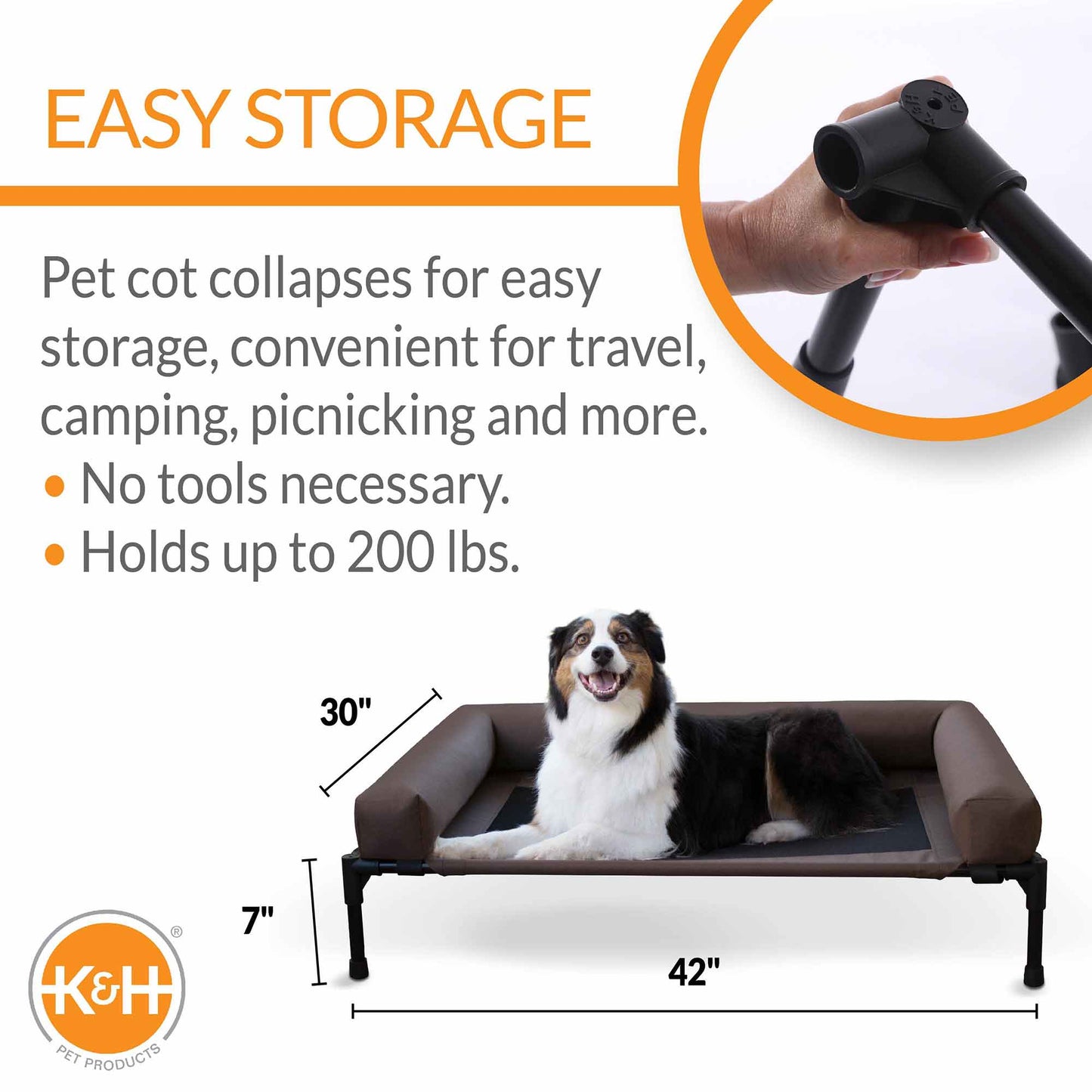 K&H Original Bolster Elevated Pet Cot – Indoor/Outdoor Cooling Pet Bed