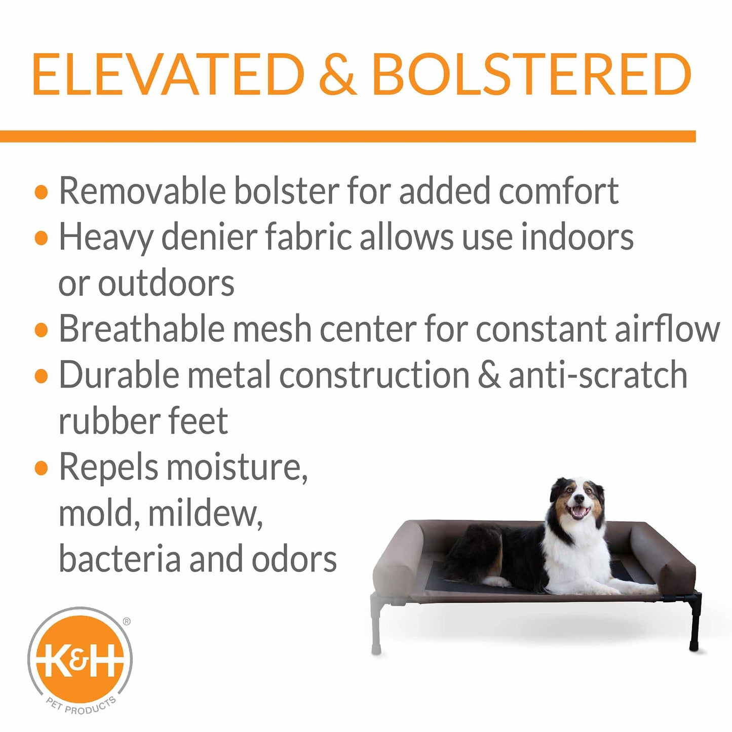 K&H Original Bolster Elevated Pet Cot – Indoor/Outdoor Cooling Pet Bed