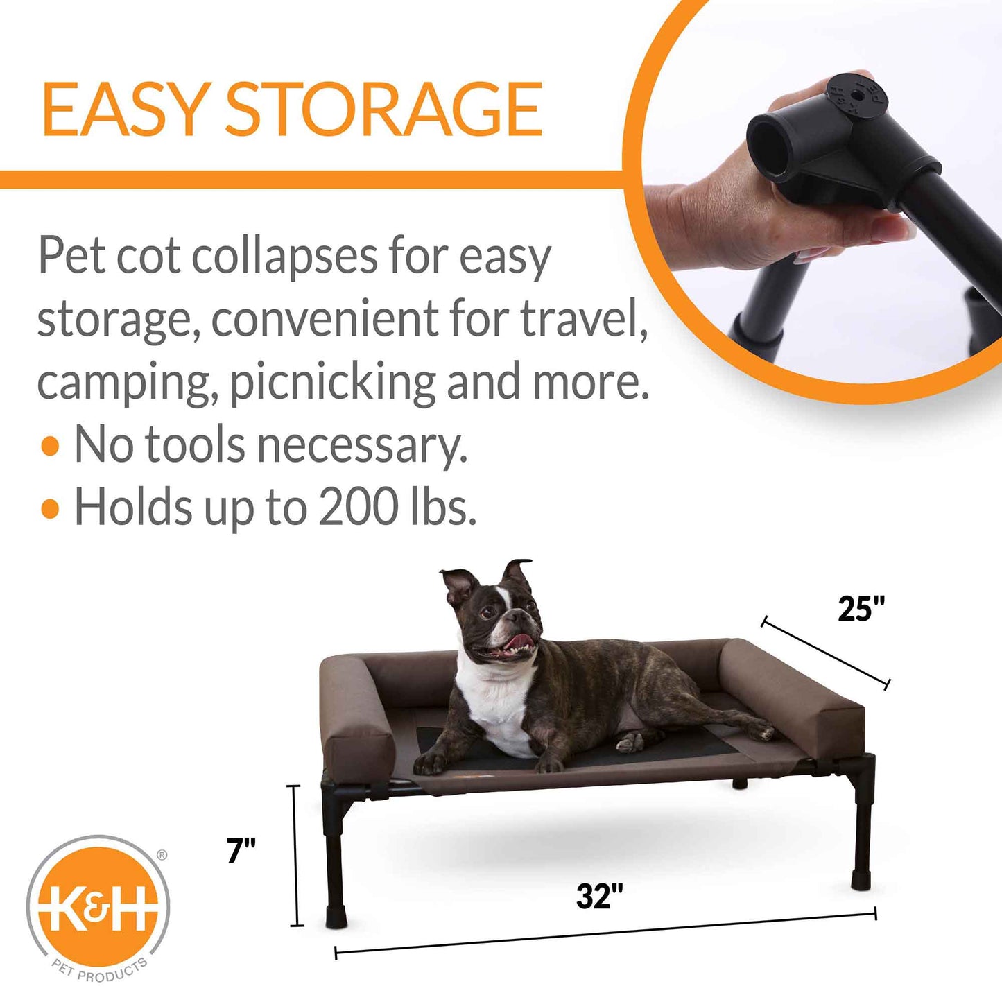 K&H Original Bolster Elevated Pet Cot – Indoor/Outdoor Cooling Pet Bed