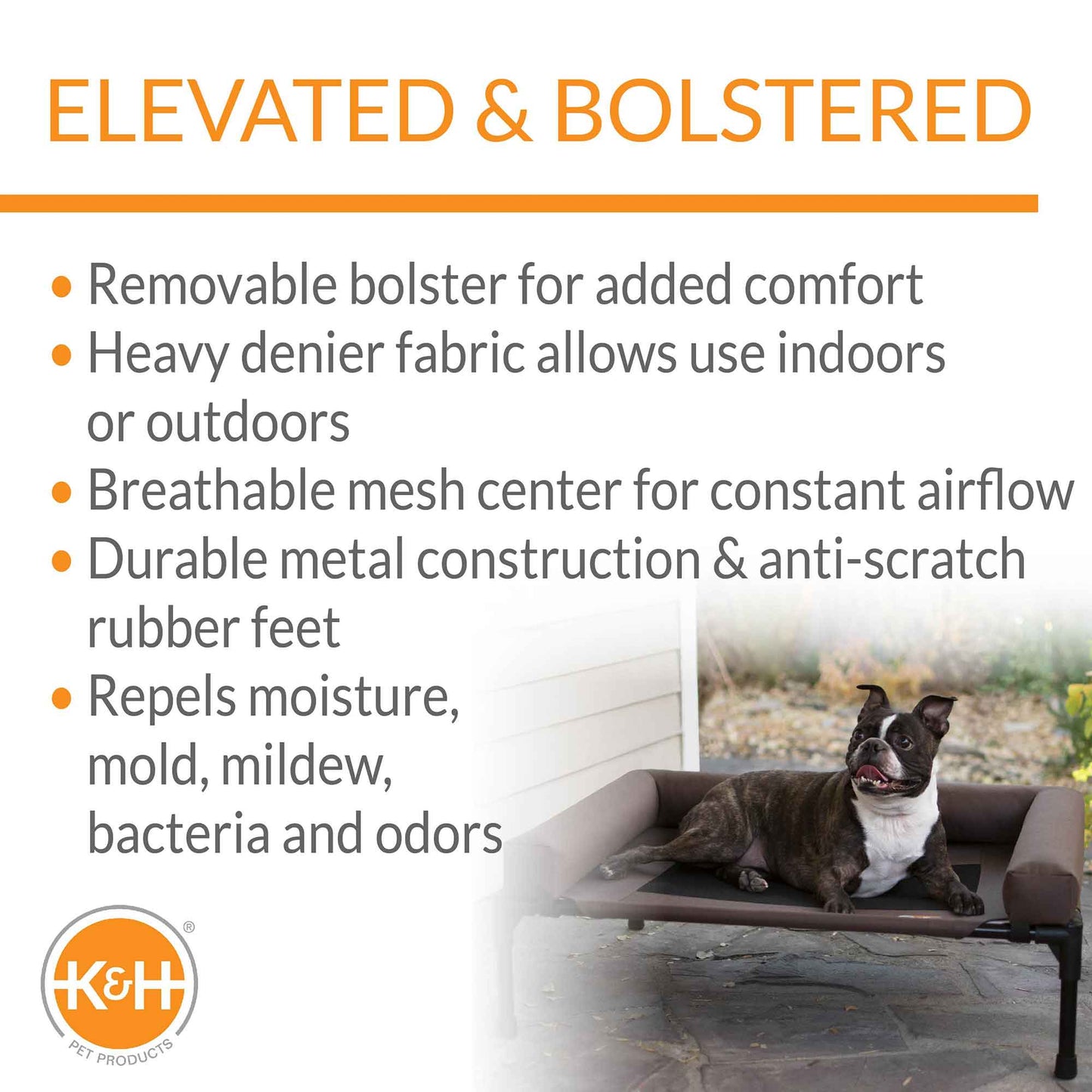 K&H Original Bolster Elevated Pet Cot – Indoor/Outdoor Cooling Pet Bed