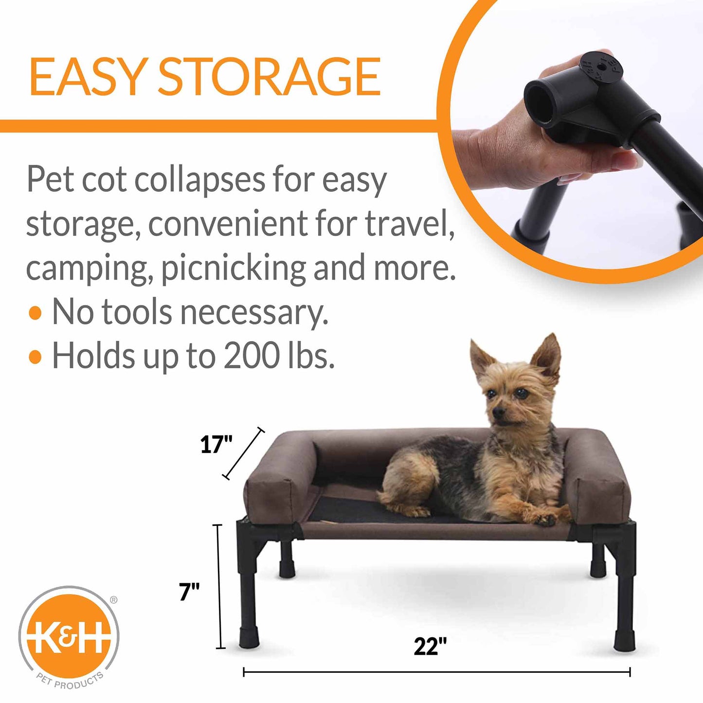 K&H Original Bolster Elevated Pet Cot – Indoor/Outdoor Cooling Pet Bed