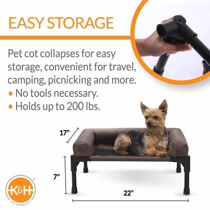 K&H Original Bolster Elevated Pet Cot – Indoor/Outdoor Cooling Pet Bed