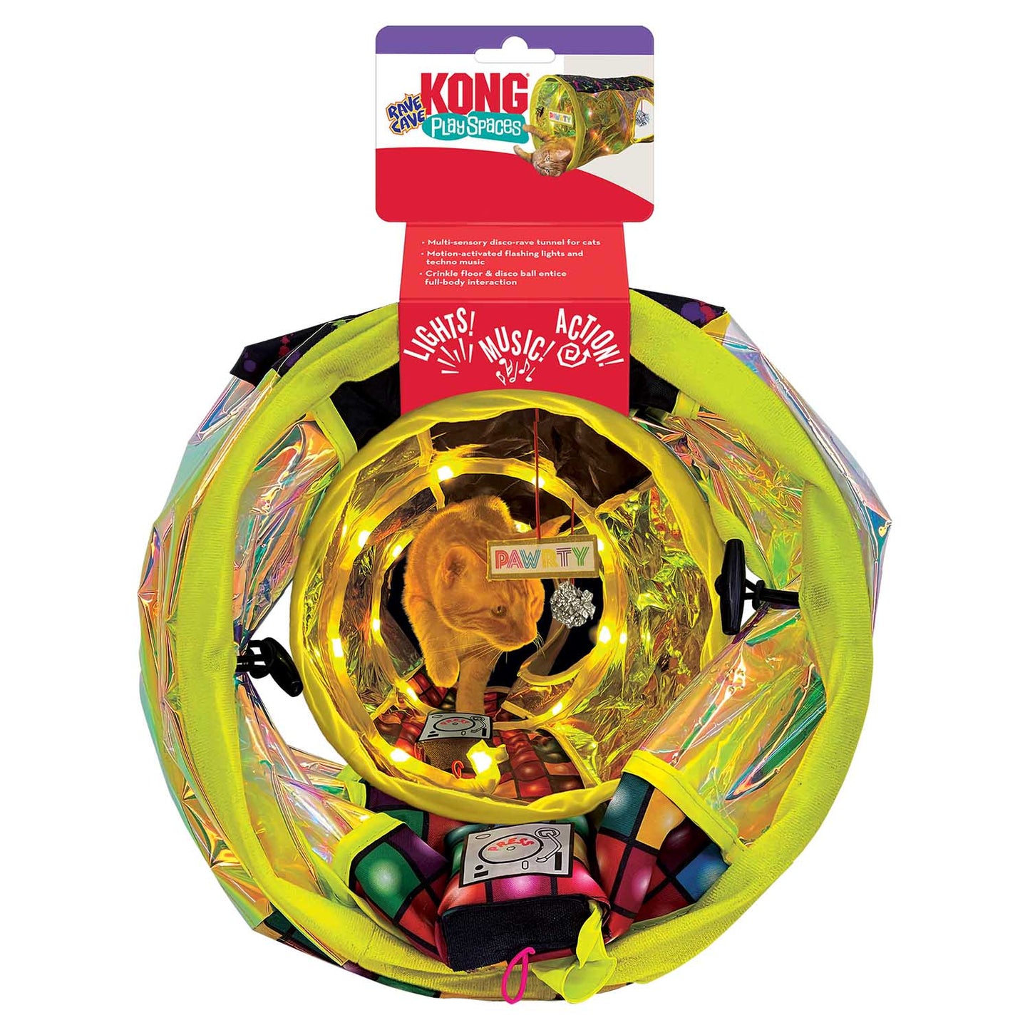 KONG Play Spaces Rave Cave – Interactive Cat Tunnel Toy
