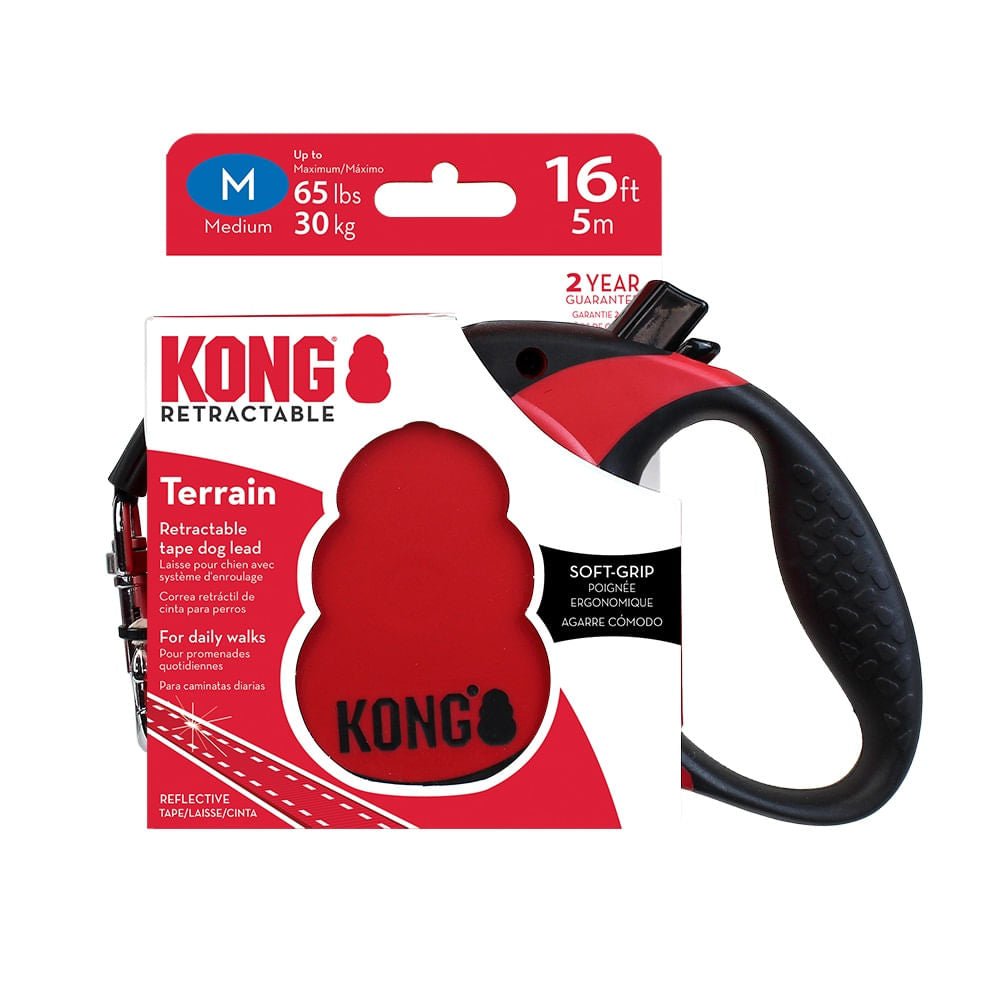 KONG Terrain Retractable Dog Leash – 16 ft Reflective Walking Leash