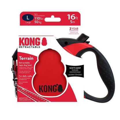 KONG Terrain Retractable Dog Leash – 16 ft Reflective Walking Leash