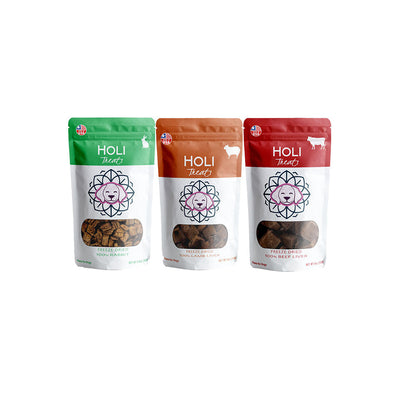Holi Land Lover’s Freeze-Dried Dog Treat Variety Pack – Rabbit, Beef Liver & Lamb Liver