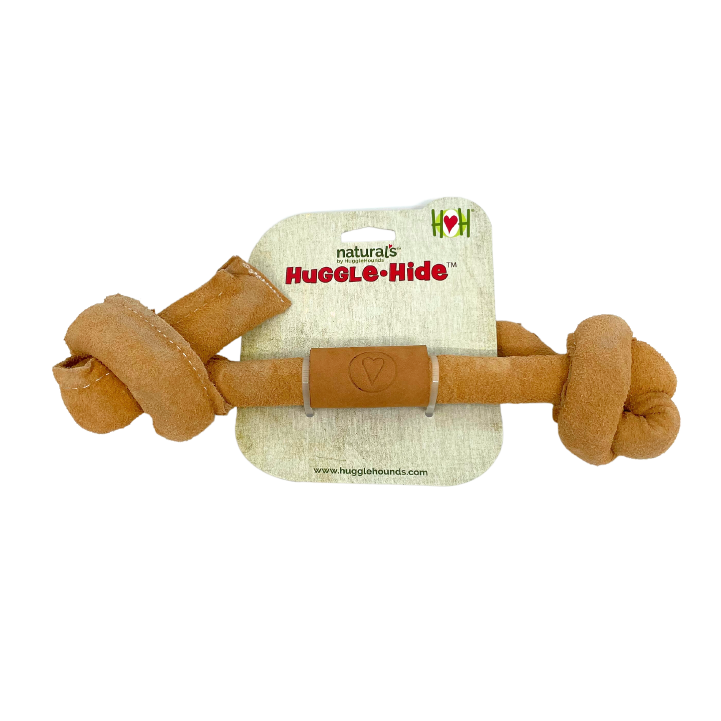 HuggleHounds Huggle-Hide Natural Leather Bone Dog Toys, 3-Pack