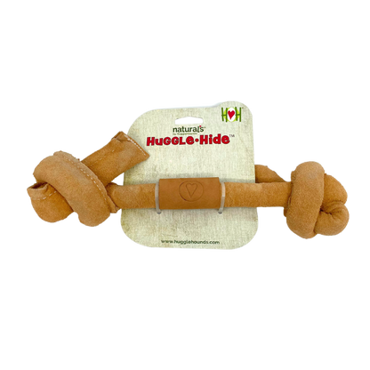 HuggleHounds Huggle-Hide Natural Leather Bone Dog Toys, 3-Pack