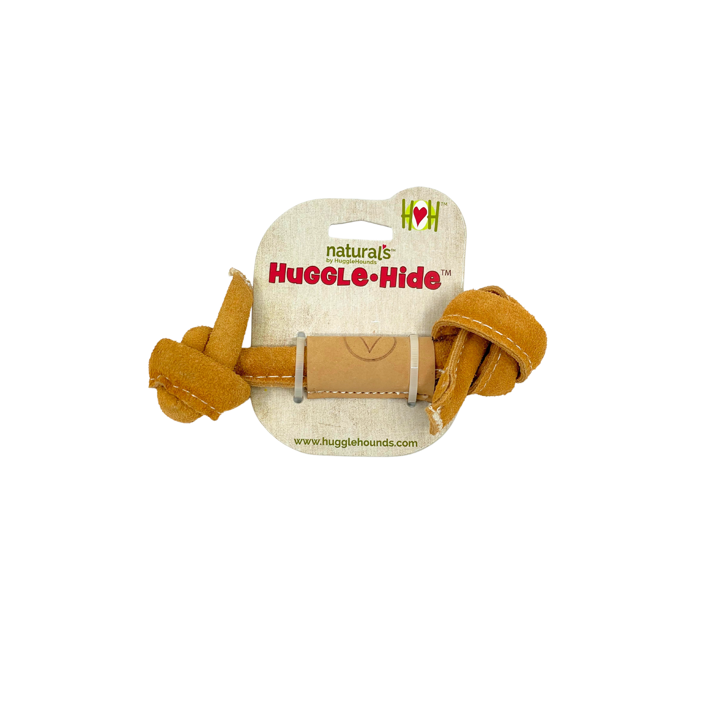 HuggleHounds Huggle-Hide Natural Leather Bone Dog Toys, 3-Pack