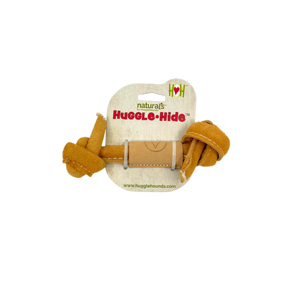 HuggleHounds Huggle-Hide Natural Leather Bone Dog Toys, 3-Pack