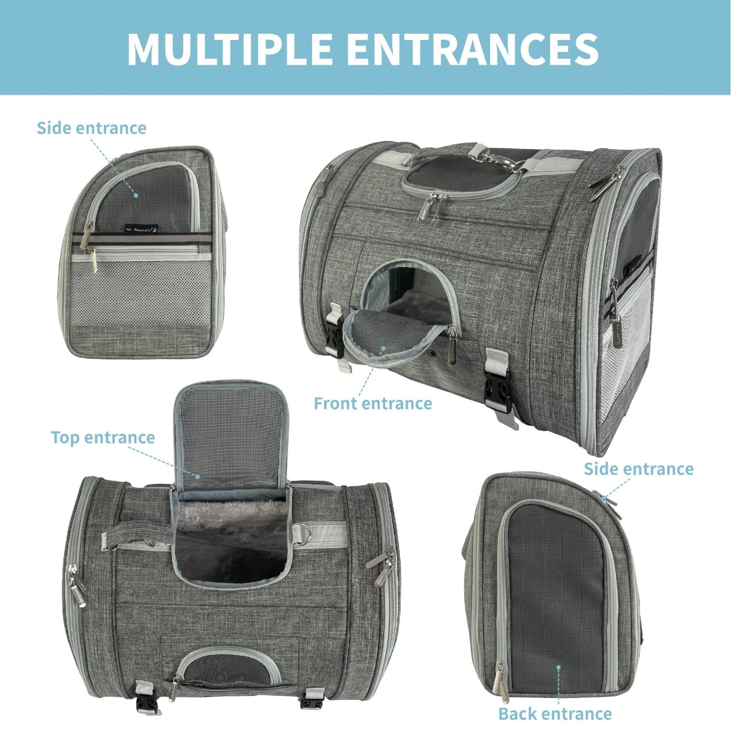 Mr. Peanut’s Monterey Horizontal Backpack Pet Carrier – FAA Airline-Friendly Travel Carrier