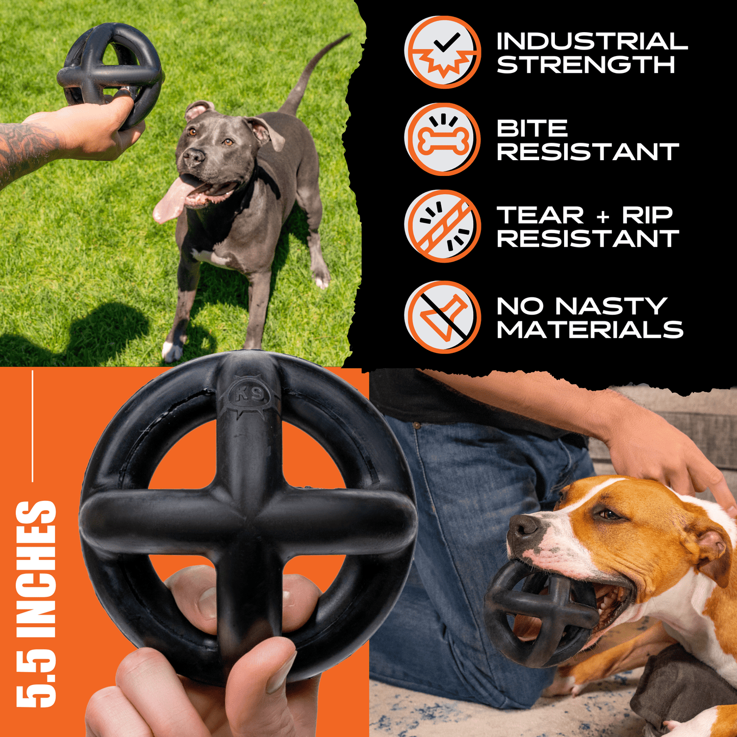Ring Ball Dog Toy – Tough Rubber Ball for Aggressive Chewers