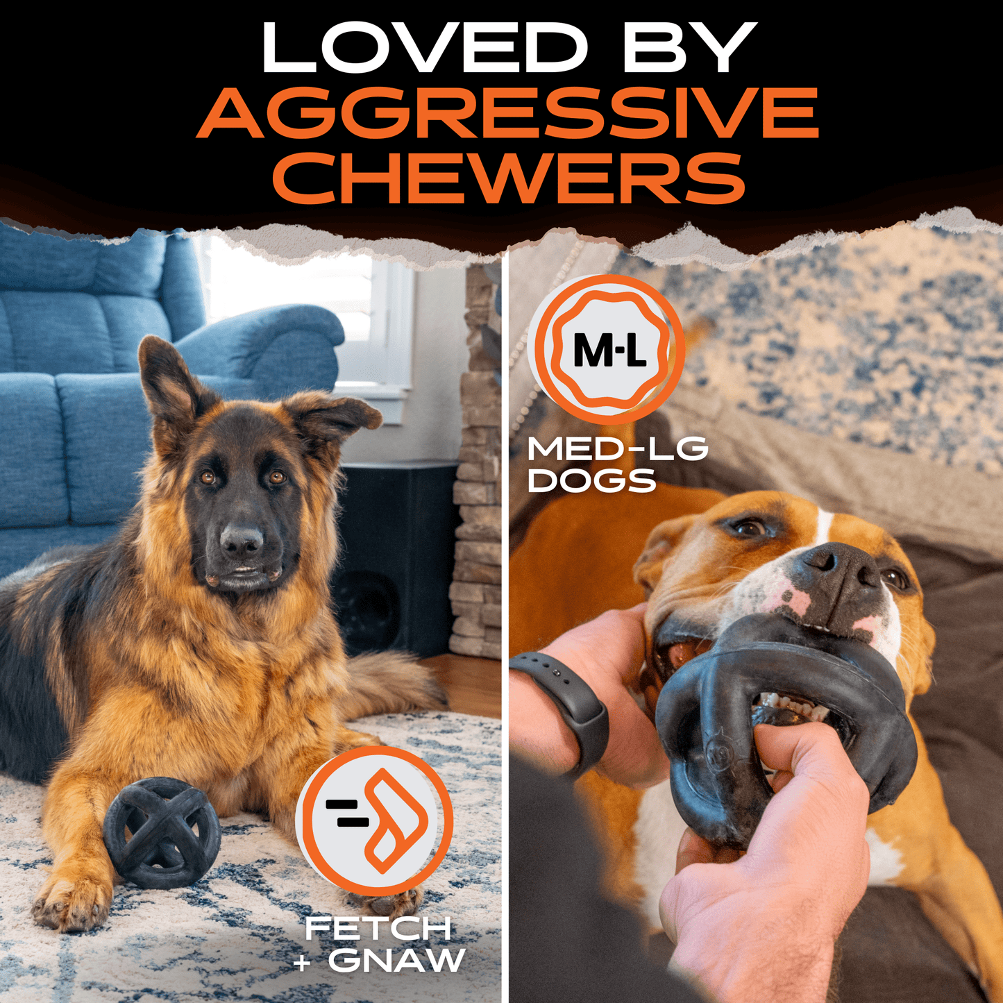Ring Ball Dog Toy – Tough Rubber Ball for Aggressive Chewers