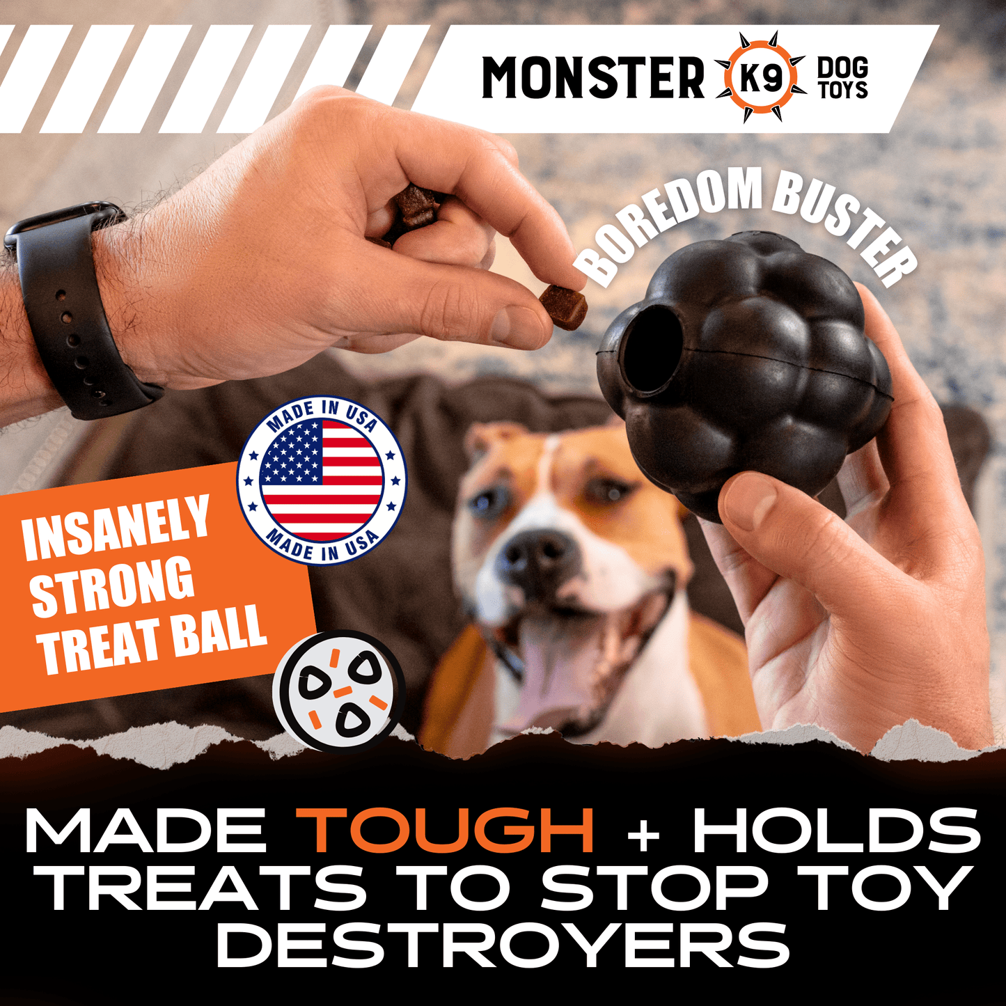 Rumble Ball Dog Toy – Tough Rubber Ball for Aggressive Chewers